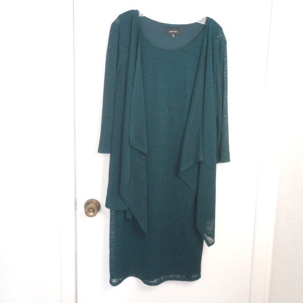 R & M Richards Teal Green Dress & Jacket Set
